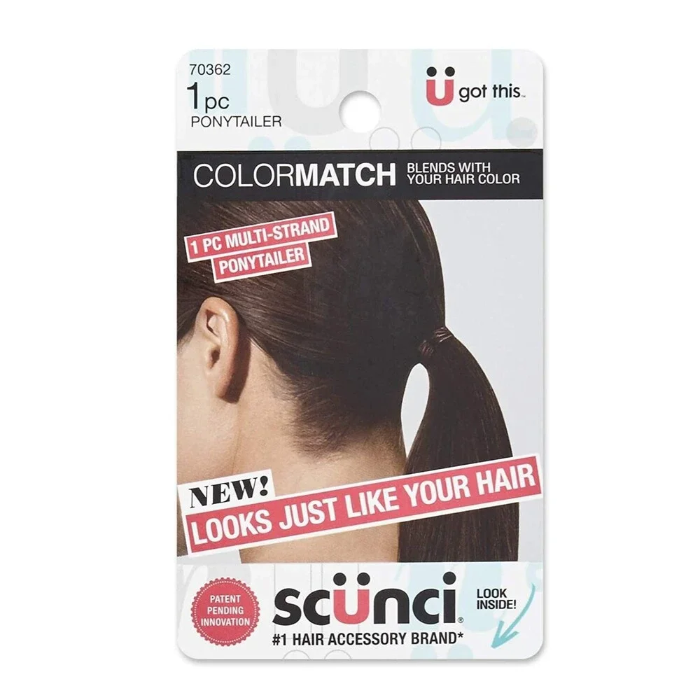 Lot of 2 Scunci Color Match Multi-Strand Spandex Ponytailer For Brown Hair